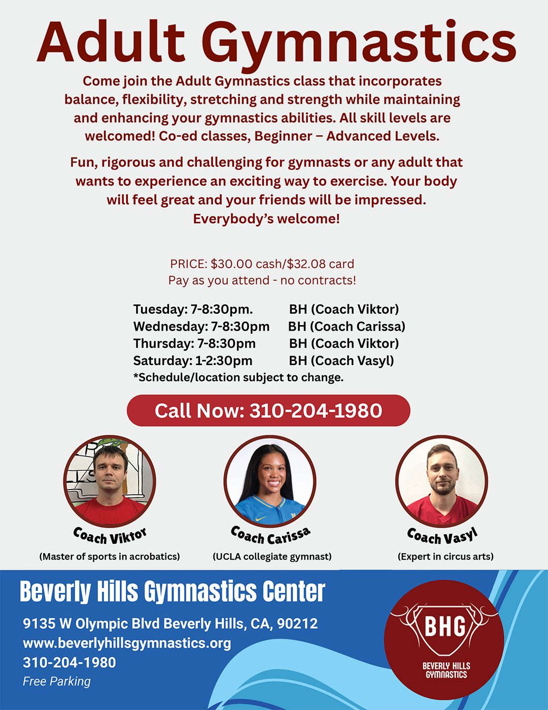 2025 BHGC Adult Class Flyer - Winter 2025